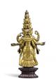 An exquisitely modeled Tibetan gilt bronze figure of Avalokiteshvara. 18th century - image-2