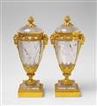 A rare pair of rock crystal potpourri vases in the manner of Pierre Gouthière - image-4