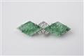 An Art Deco 14k white gold, platinum, and jade brooch - image-1