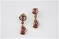 A pair of 18k gold and tourmaline pendant earrings - image-1