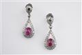 A pair of 18k white gold and ruby pendant earrings - image-1