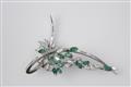 A platinum, emerald, and diamond brooch - image-1