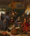 Richard Brakenburgh - Rustic Company with Mother and Child Kitchen Scene with Peasants Eating - image-1