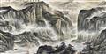 Xu Dahuzi . 20th century - A gorge with waterfall. Ink and colour on paper. Inscription, signed Xu shi Dahu and sealed Xu and Dahuzi. 20th century. - image-4