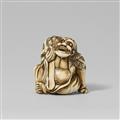 An ivory netsuke of a laughing Gama Sennin with a toad. Late 18th century - image-1