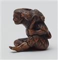 A boxwood netsuke of a grumpy Gama Sennin. Mid-19th century - image-2