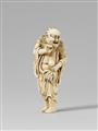 An ivory netsuke of a sennin with an octopus. 18th century - image-1