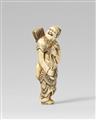 A fine ivory netsuke of a laughing Mongolian archer. Late 18th century - image-1