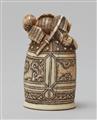 An ivory netsuke of Benkei and the bell of Miidera. First half 19th century - image-4