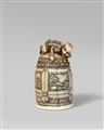 An ivory netsuke of Benkei and the bell of Miidera. First half 19th century - image-1