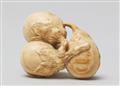 A rare and interesting ivory netsuke of two blowfish and two eggplants. Mid-19th century - image-5