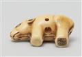 An Osaka school ivory netsuke of a toy figurine of an ox. Mid-19th century - image-4