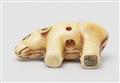 An Osaka school ivory netsuke of a toy figurine of an ox. Mid-19th century - image-7