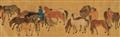 After Zhao Mengfu . 19th/20th century - One Hundred Horses. Horizontal scroll. Ink and colour on silk. Inscribed Zi'ang and sealed Zhao shi Zi Ang and Zhao Mengfu yin and other seals. Four colophons. - image-4