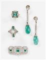 A pair of platinum and emerald earrings - image-2