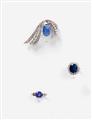 An 18k white gold and Ceylon sapphire brooch - image-1