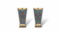 A pair of Russian silver-gilt cloisonné enamel goblets - image-1