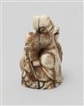 A walrus tusk netsuke of Bunkan Zenshi. Second half 19th century - image-4