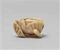 A small ivory netsuke of a peony blossom. Second half 19th century - image-3