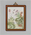 A famille rose porcelain plaque in wooden frame. 20th century - image-1