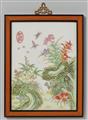 A famille rose porcelain plaque in wooden frame. 20th century - image-2