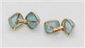 A pair of 14k gold and aquamarine cufflinks - image-2