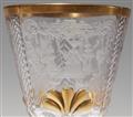 A Silesian cut glass cup and original cover with armorial engraving - image-3