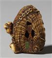 An ivory netsuke of a group of rats in an abalone shell. Late 19th century - image-3