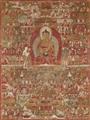 A Tibetan thangka of Amitabha in Sukhavati. 15th century or later - image-2