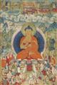 An excellent and large Tibetan thangka of a preaching Buddha. 18th century - image-1