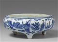 A blue and white Eight Immortal tripod censer. 17th century - image-1