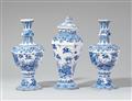 A rare set of Berlin faience vases with bird-on-rock motifs - image-2