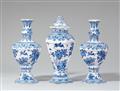 A rare set of Berlin faience vases with bird-on-rock motifs - image-1