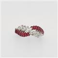 An 18k white gold, ruby and diamond ring - image-1