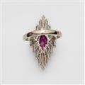 An 18k white gold and diamond marquise ring with a Burmese ruby - image-3