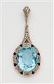 An Art Deco diamond and aquamarine pendant - image-1