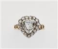 A 14k gold and rose-cut diamond George III heart ring - image-1