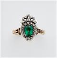 A 14k gold, emerald and diamond George III Claddagh ring - image-1