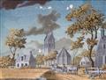 An eglomisé painting with a Dutch village scene - image-1