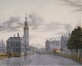 An eglomisé painting of Singel and Munttoren in Amsterdam - image-1