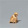 An ivory netsuke of Hotei and Fukurokuju. Early 19th century - image-4