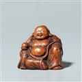 A boxwood netsuke of Hotei. 18th century - image-1