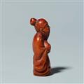 A boxwood netsuke of a sage. Around 1900 - image-2