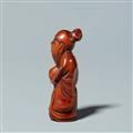 A boxwood netsuke of a sage. Around 1900 - image-4