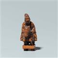 A boxwood netsuke of Oguri Hangwan, by Shunchosai. Mid-19th century - image-3