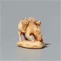 An ivory okimono netsuke of a farmer and a horse. Mid-19th century - image-2