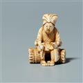 An ivory netsuke of a farmer, by Tomochika. Mid-19th century - image-1