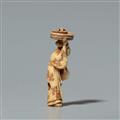 An ivory netsuke of an elderly servant. Mid-19th century - image-2