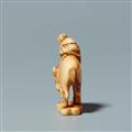 An ivory okimono netsuke of a servant on a horse. Second half 19th century - image-3