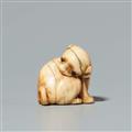 An ivory netsuke of a dog. 18th century - image-1